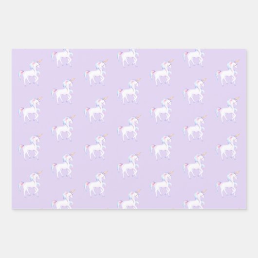 Sweet Rainbow Unicorn Hearts Glittery Geschenkpapier Set (Vorderseite 2)
