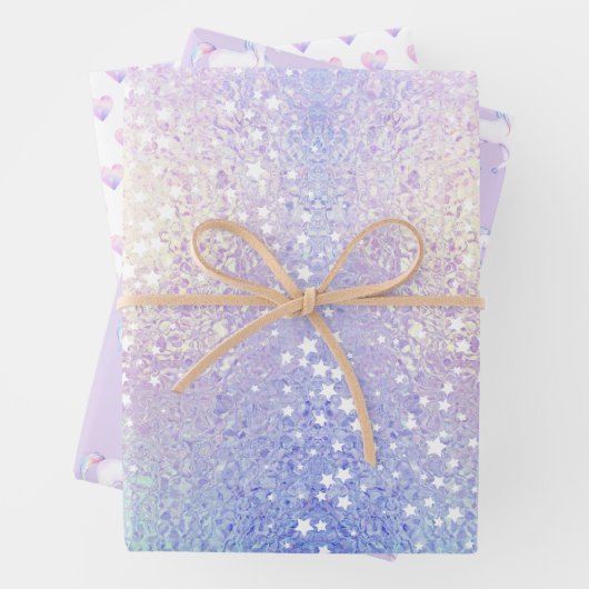 Sweet Rainbow Unicorn Hearts Glittery Geschenkpapier Set (Beispiel)