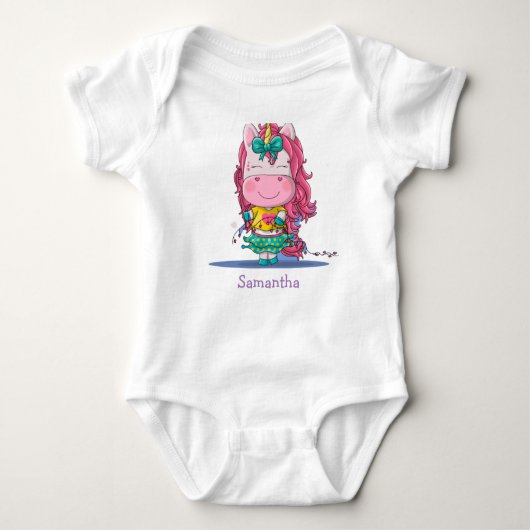 Sweet Rainbow Unicorn Party Baby Bodysuit Baby Strampler (Vorderseite)
