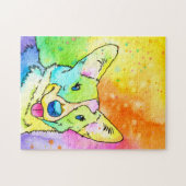 Sweet Rainbow Watercolor Corgi Jigsaw Puzzle (Horizontal)