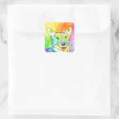 Sweet Rainbow Watercolor Corgi Quadratischer Aufkleber (Tasche)