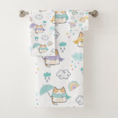 Sweet Rainy Day Pattern Badehandtuch Set (Insitu)