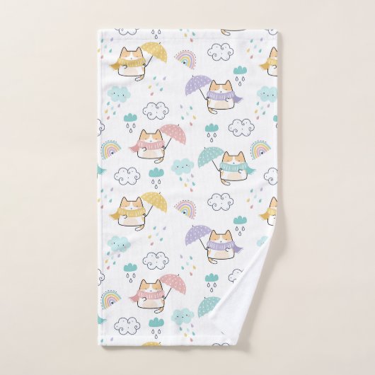 Sweet Rainy Day Pattern Badehandtuch Set (Handtuch)