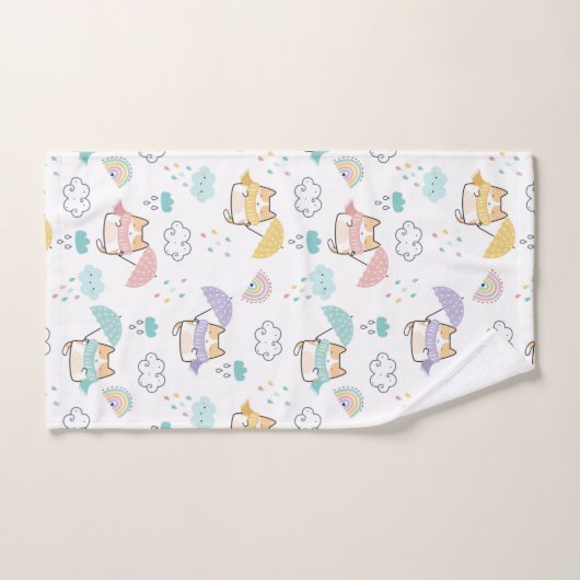 Sweet Rainy Day Pattern Badehandtuch Set (Handtuch)