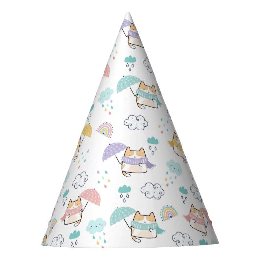 Sweet Rainy Day Pattern Party Hat Partyhütchen (Vorderseite)