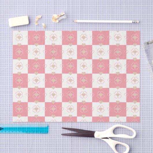Sweet Raute Hearts Checkered Tissue Paper Seidenpapier (Handwerk)