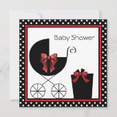 Sweet Red and Black Baby Dusche Einladung (Vorderseite)