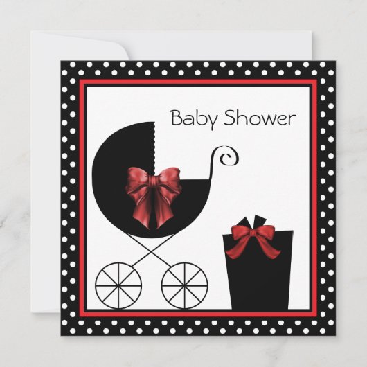 Sweet Red and Black Baby Dusche Einladung (Vorderseite)
