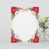 Sweet Red and White Flowers Stationery Paper Briefbogen (Stehend Vorderseite)
