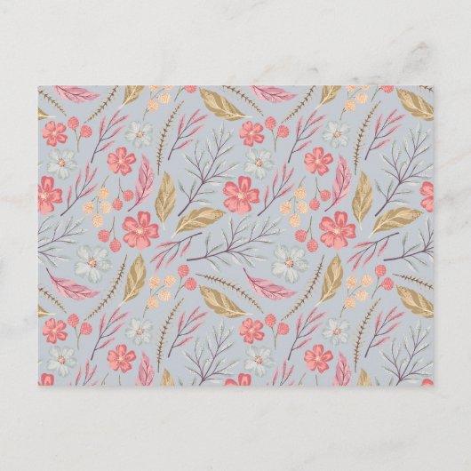 Sweet Red Blume & Foliage Frame Wedding Einladungspostkarte (Rückseite)