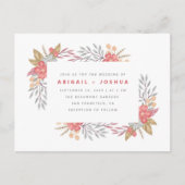 Sweet Red Blume & Foliage Frame Wedding Einladungspostkarte (Vorderseite)