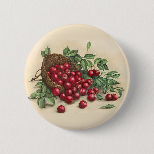 Sweet Red Cherries Button