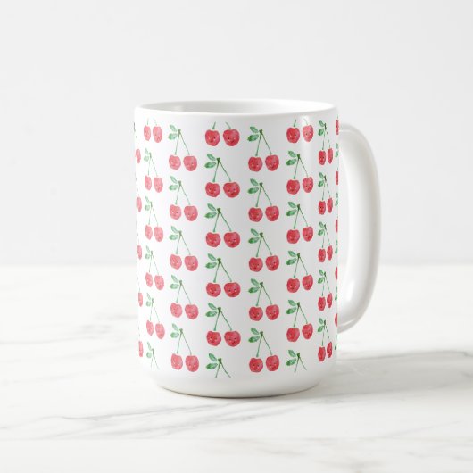 Sweet Red Cherry Delicate Muster Kaffeetasse (VorderseiteRechts)