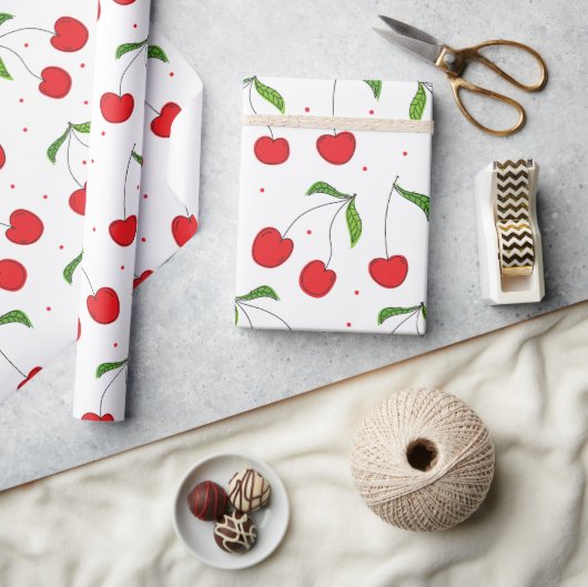 Sweet Red Cherry Muster Geschenkpapier (Kunsthandwerk)