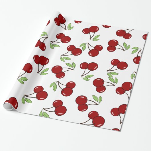Sweet Red Cherry Muster Geschenkpapier (Ungerollt)