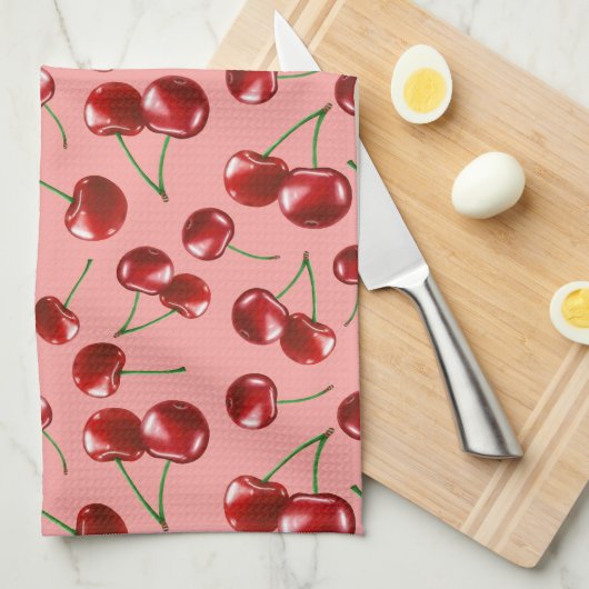 Sweet Red Cherry Muster Geschirrtuch (Viertel Falte)
