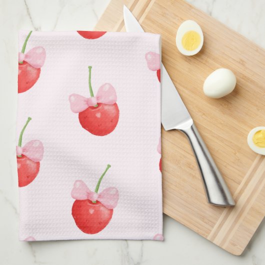 Sweet Red Cherry Muster Geschirrtuch (Viertel Falte)