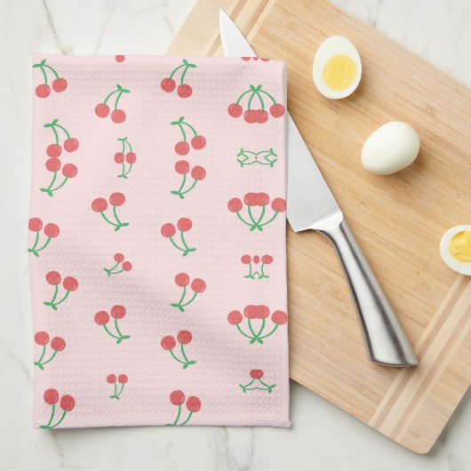 Sweet Red Cherry Muster Geschirrtuch (Viertel Falte)
