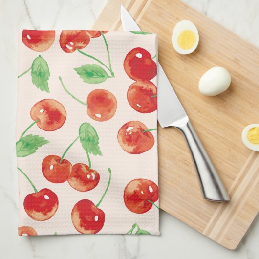 Sweet Red Cherry Muster Geschirrtuch (Viertel Falte)