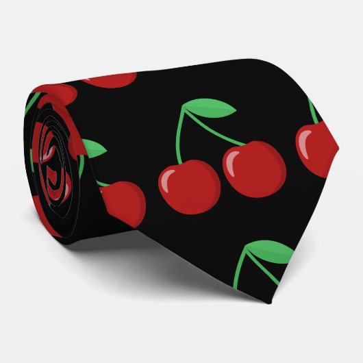 Sweet Red Cherry Muster Krawatte (Gerollt)