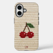 Sweet Red Crochet Cherries Yarn Custom Name Case-Mate iPhone Hülle (Rückseite)