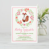 Sweet Red Fox Baby Sprinkle Einladung (Stehend Vorderseite)