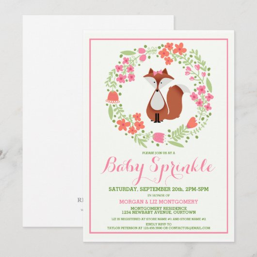 Sweet Red Fox Baby Sprinkle Einladung (Vorne/Hinten)