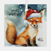 Sweet Red Fox in Snow Erster Weihnachten Ornament Aus Glas (Rückseite)