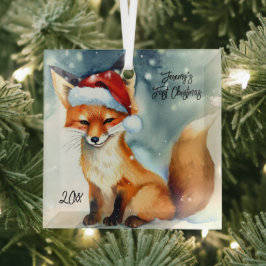 Sweet Red Fox in Snow Erster Weihnachten Ornament Aus Glas