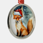 Sweet Red Fox in Snow Erster Weihnachten Ornament Aus Metall (Rechts)