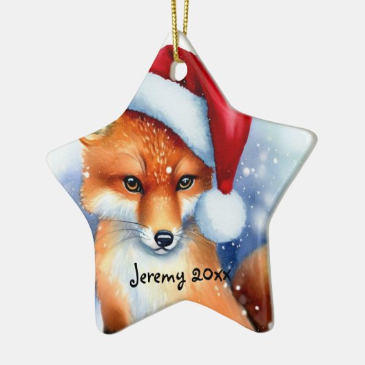 Sweet Red Fox in Snow Keramik Ornament (Links)