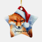 Sweet Red Fox in Snow Keramik Ornament (Hinten)