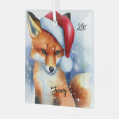 Sweet Red Fox in Snow Ornament Aus Glas (Vorderseite links)