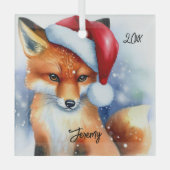 Sweet Red Fox in Snow Ornament Aus Glas (Vorderseite)