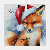 Sweet Red Fox in Snow Ornament Aus Glas (Rückseite)