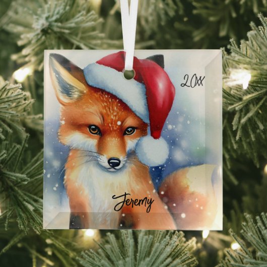 Sweet Red Fox in Snow Ornament Aus Glas (Insitu)
