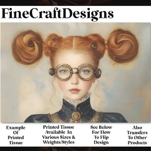 Sweet Red Hair Steampunk Princess AC9 Decoupage Seidenpapier