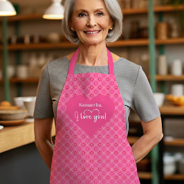 Sweet Red Hearts Apron for Him Personalized I Love Schürze