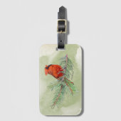 Sweet Red Kardinal Rustic Watercolor Gepäckanhänger (Vorderseite Vertikal)