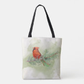 Sweet Red Kardinal Rustic Watercolor Tasche (Rückseite)