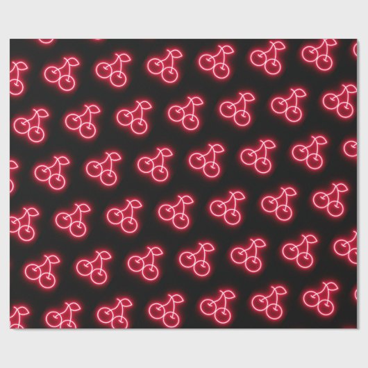 Sweet Red Neon Cherry Pattern Geschenkpapier (Flach)