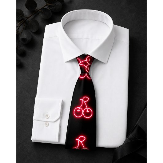 Sweet Red Neon Cherry Pattern Krawatte
