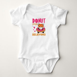 Sweet Red Panda Funny Animes in Donut Pink Baby Strampler