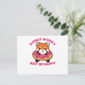 Sweet Red Panda Funny Animes in Donut Pink Postkarte (Stehend Vorderseite)