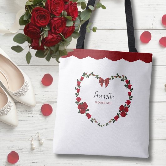 Sweet Red Roses Flower Girl Gift Tasche