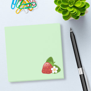 Sweet Red Strawberry auf Green Post-it Klebezettel