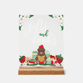 Sweet Red Strawberry Bear gibt Bücher Kinderdusche Acrylschild