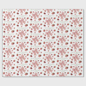 Sweet Red Strawberry Pink Bow Cute Birthday Geschenkpapier (Flach)