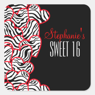 Sweet red zebra herts Sweet 16 Birthday Aufkleber