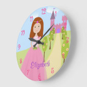 Sweet Redhead Princess Personalisiert Große Wanduhr (Winkel)